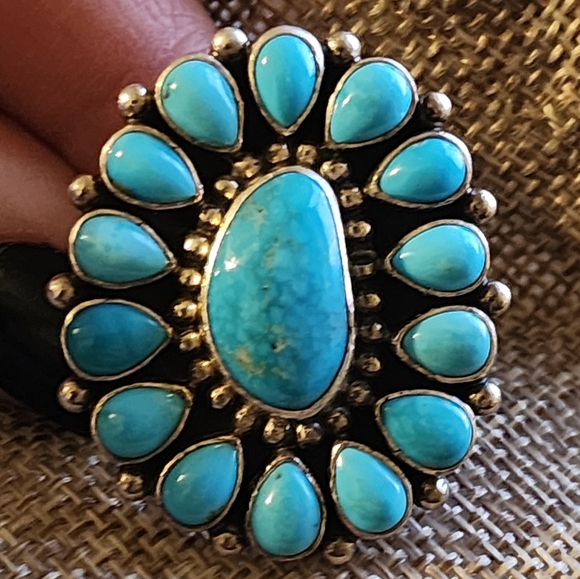 Native American Kingman And Sleeping Beauty Turquoise Adjustable Ring - Picture 3 of 9
